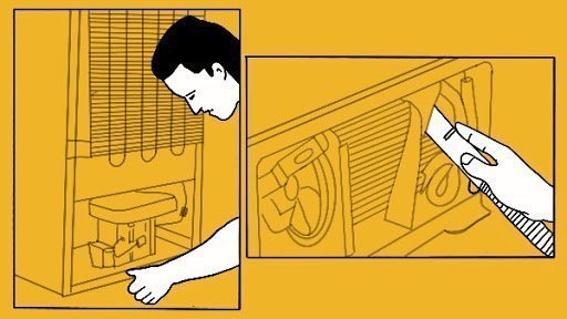 Image of how to clean the coil of the refrigerator